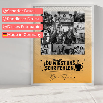 Abschied Kollegin Poster Unbezahlbarer Schatz Collage mit 11 Fotos