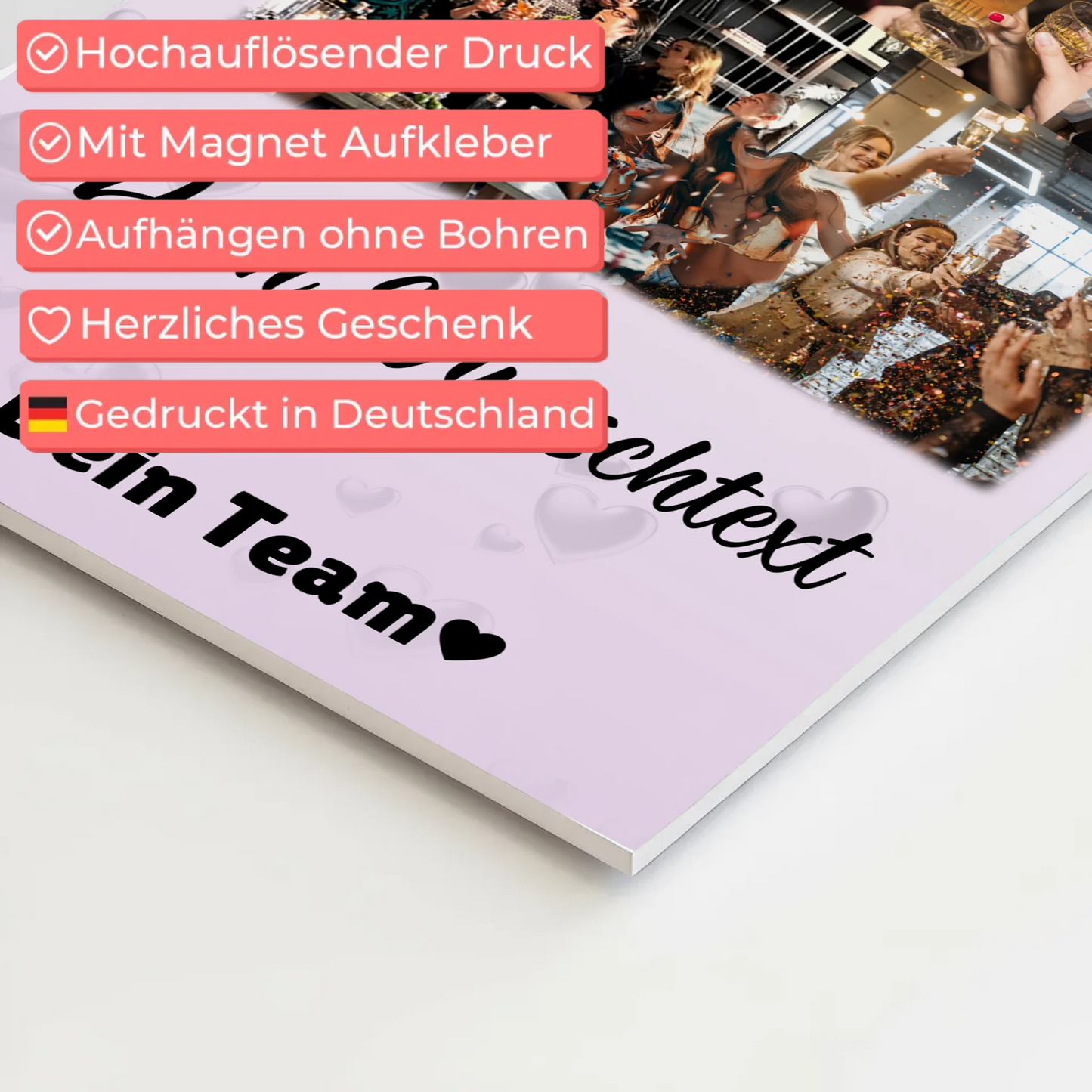 Fotoboard Magnet Poster mit 8 Fotos Herz Wunschtext Always Better Together 4