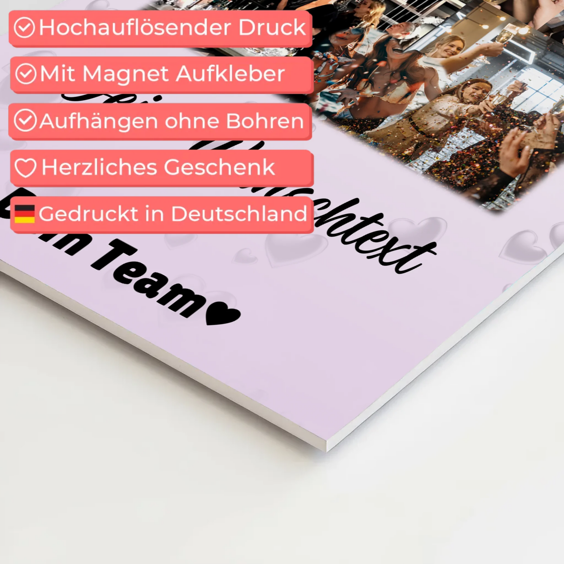 Fotoboard Magnet Poster mit 8 Fotos Herz Wunschtext Always Better Together 10