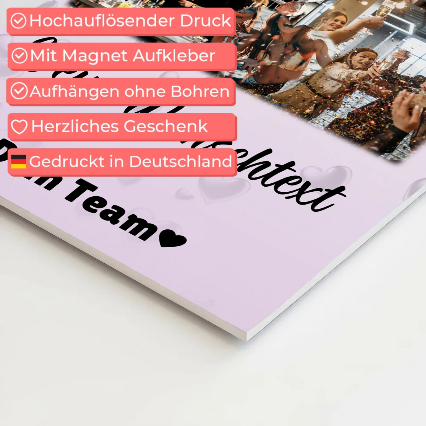 Fotoboard Magnet Poster mit 8 Fotos Herz Wunschtext Always Better Together