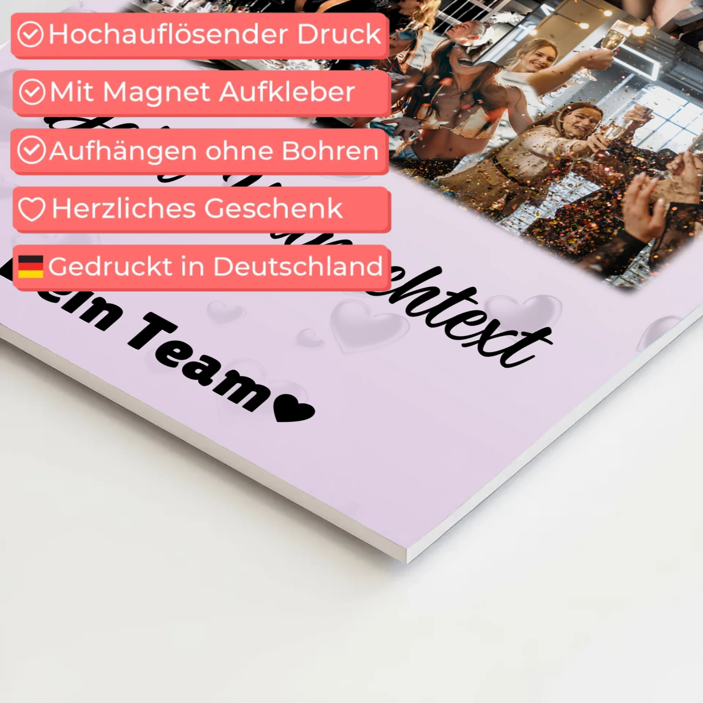 Fotoboard Magnet Poster mit 8 Fotos Herz Wunschtext Always Better Together