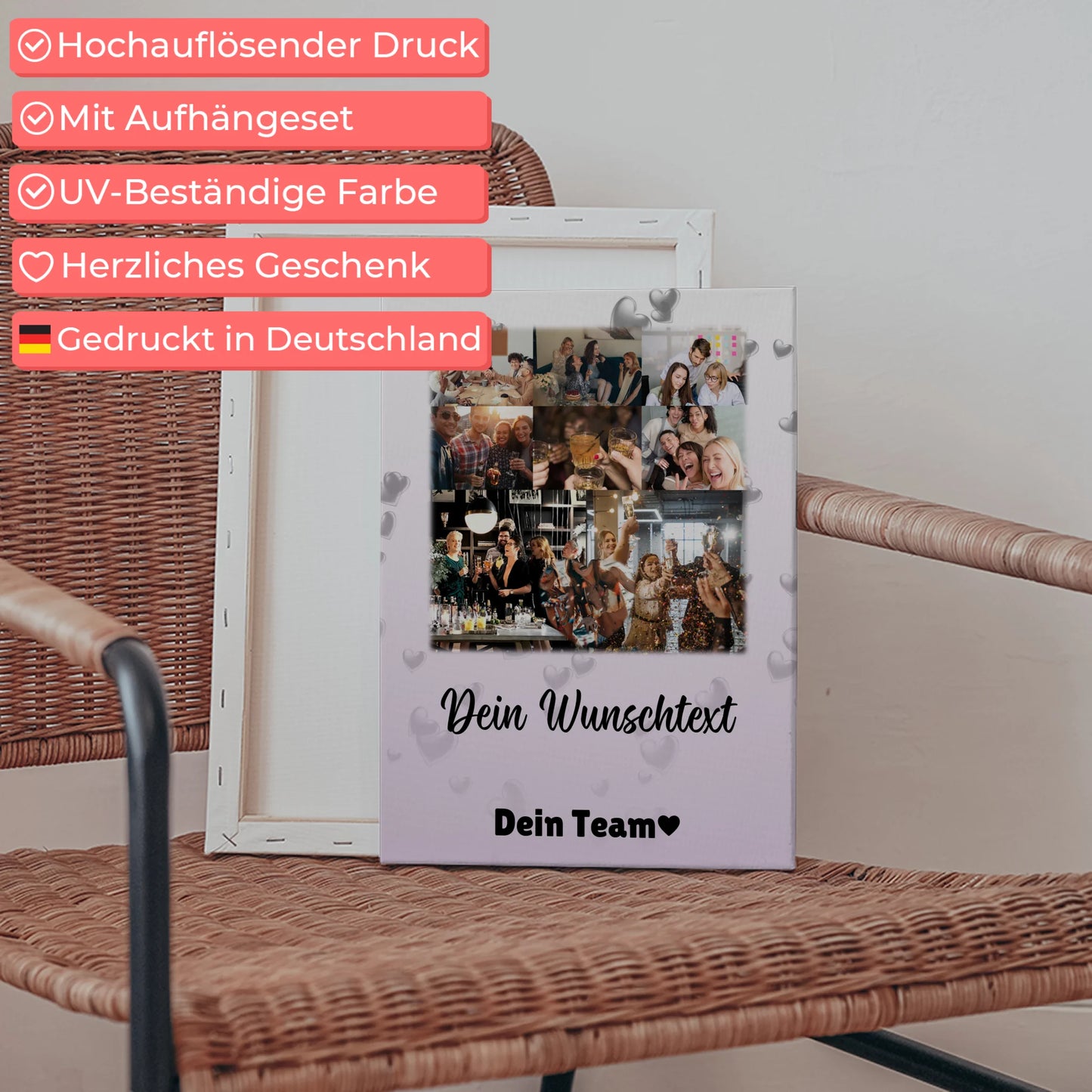 Leinwand Personalisiert mit 8 Fotos 1 Herz Foto Wunschtext Always Better Together 5