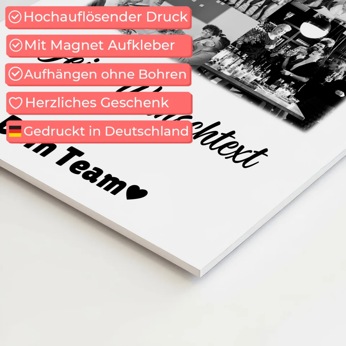 Magnetposter Fotoboard mit 9 Fotos und Wunschtext personalisiertes Geschenk 10