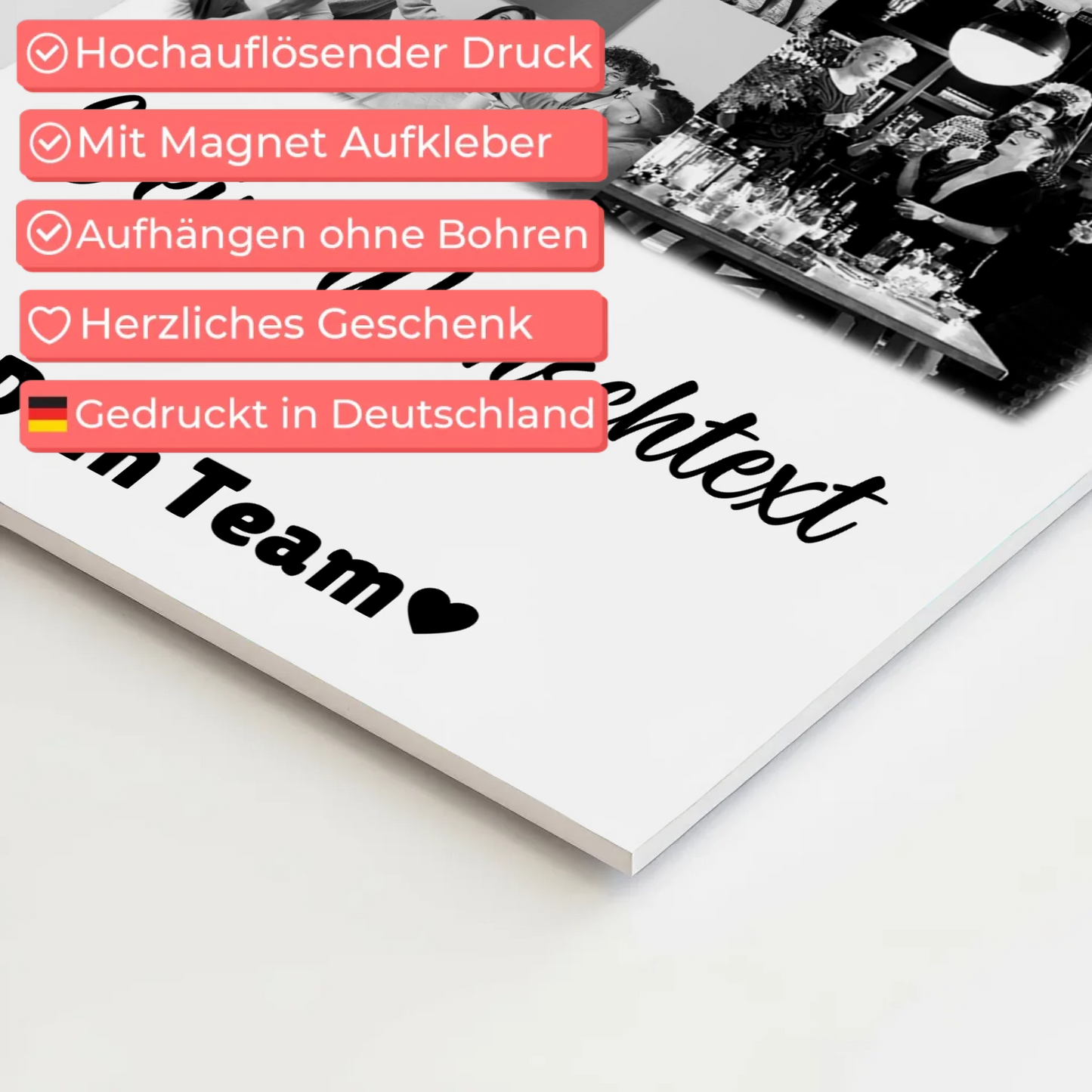 Magnetposter Fotoboard mit 9 Fotos und Wunschtext personalisiertes Geschenk