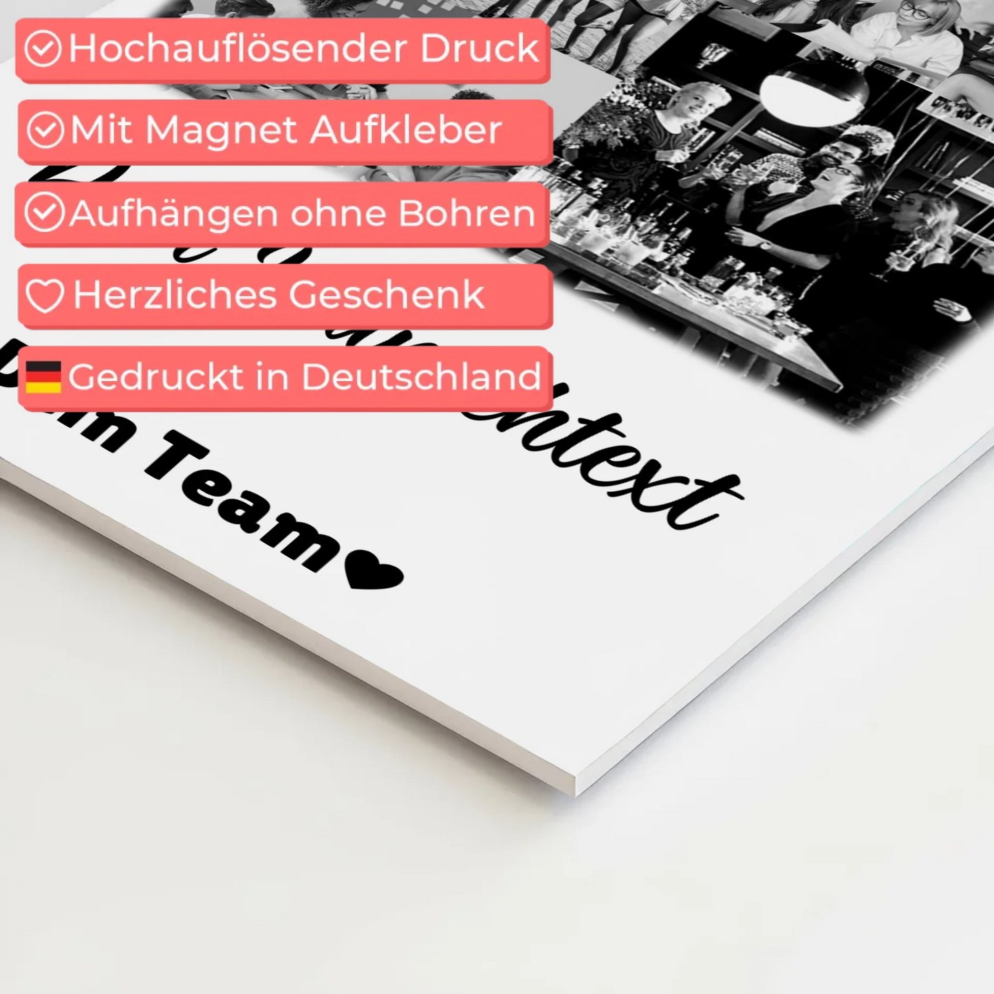 Magnetposter Fotoboard mit 9 Fotos und Wunschtext personalisiertes Geschenk