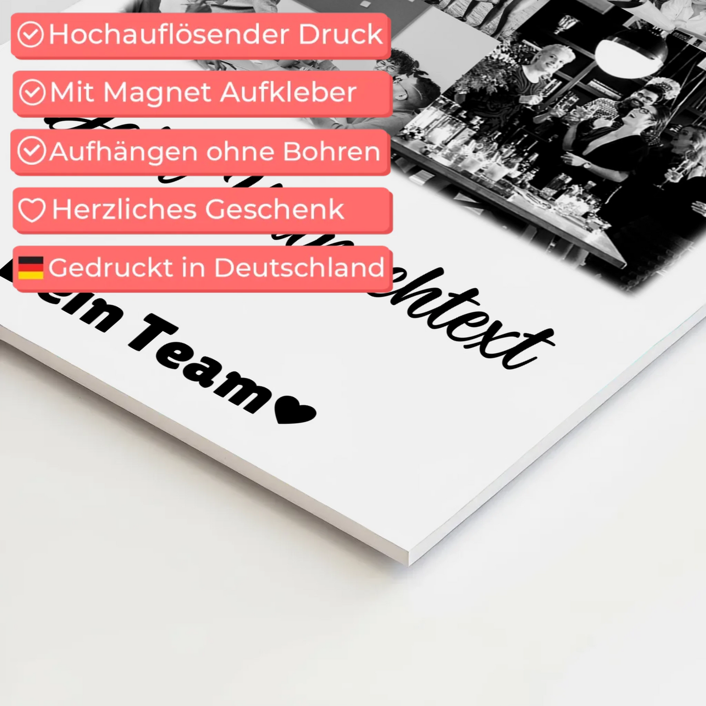 Magnetposter Fotoboard mit 9 Fotos und Wunschtext personalisiertes Geschenk