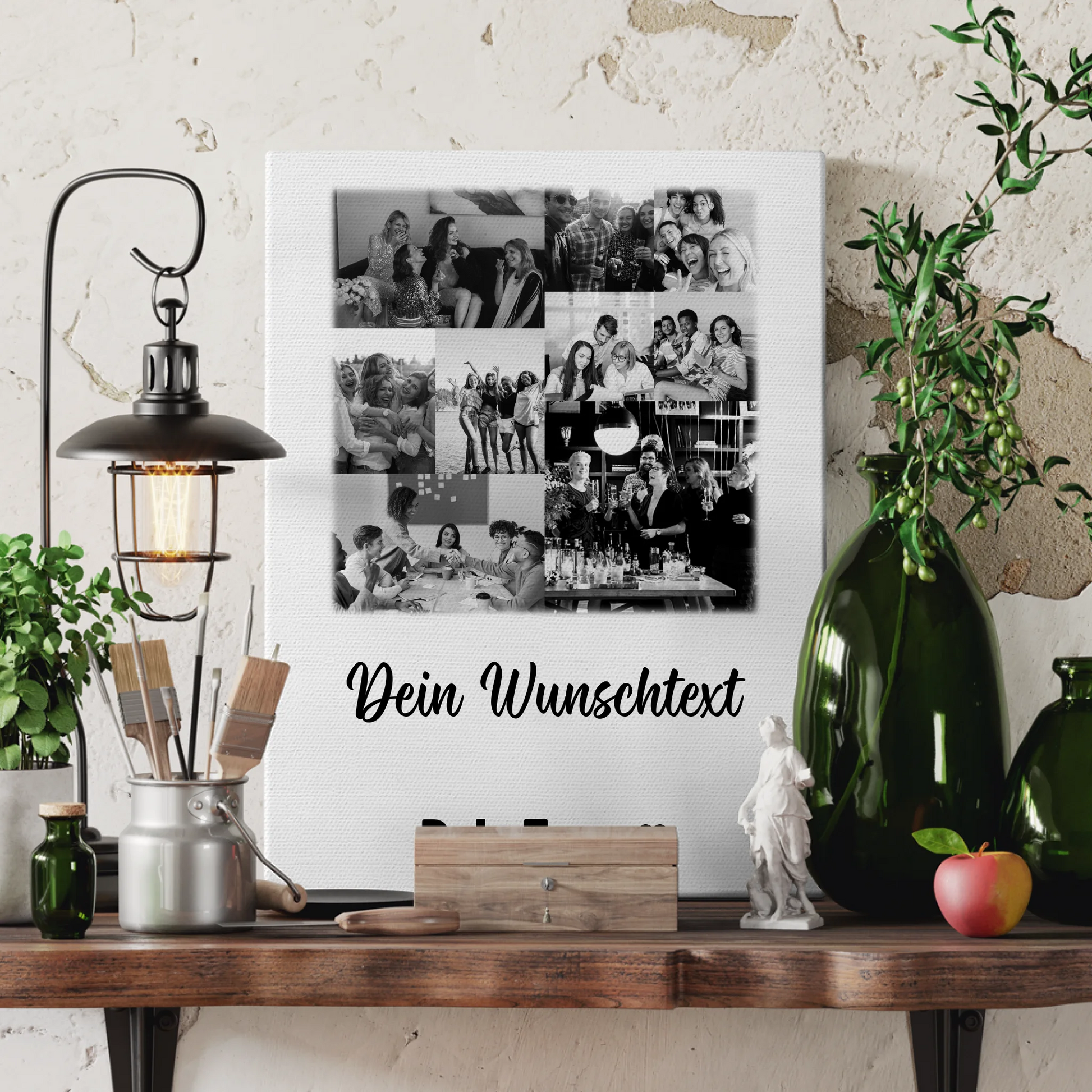 Personalisierte Leinwand Bild mit 9 Fotos und Wunschtext für einzigartige Geschenke 3