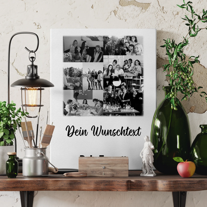 Personalisierte Leinwand Bild mit 9 Fotos und Wunschtext für einzigartige Geschenke 3