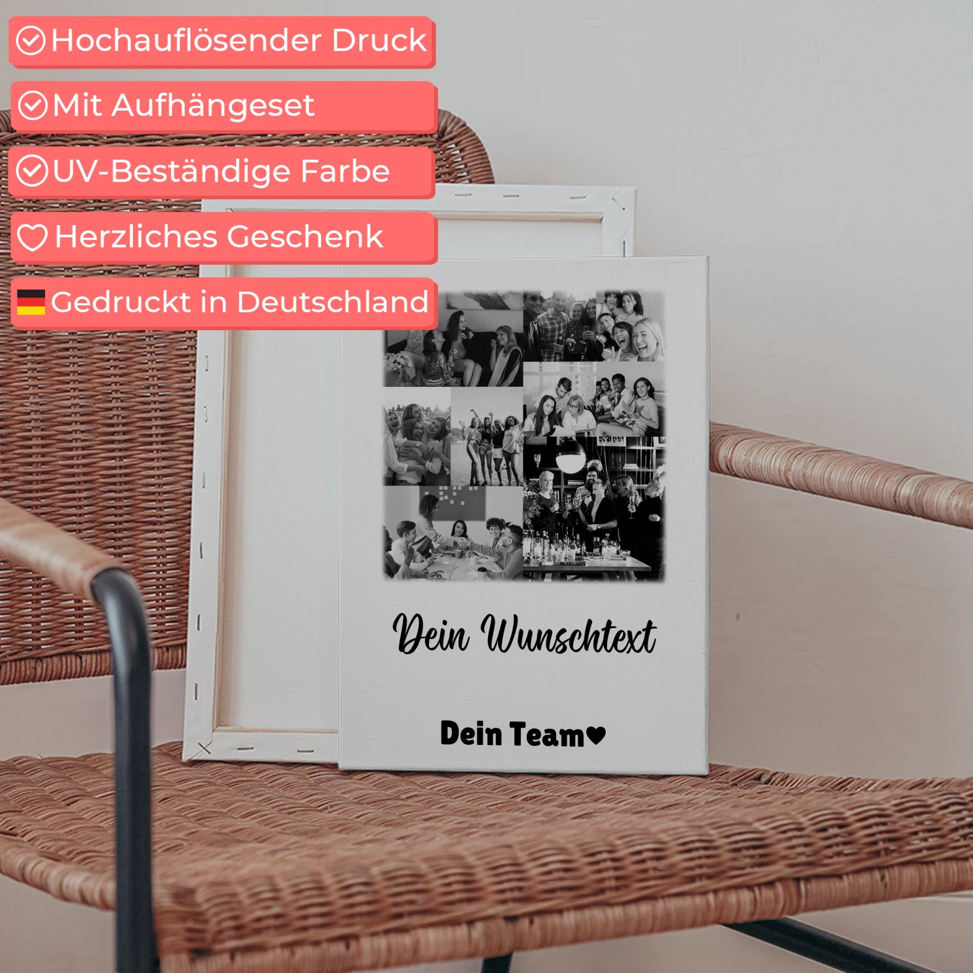 Personalisierte Leinwand Bild mit 9 Fotos und Wunschtext für einzigartige Geschenke 5