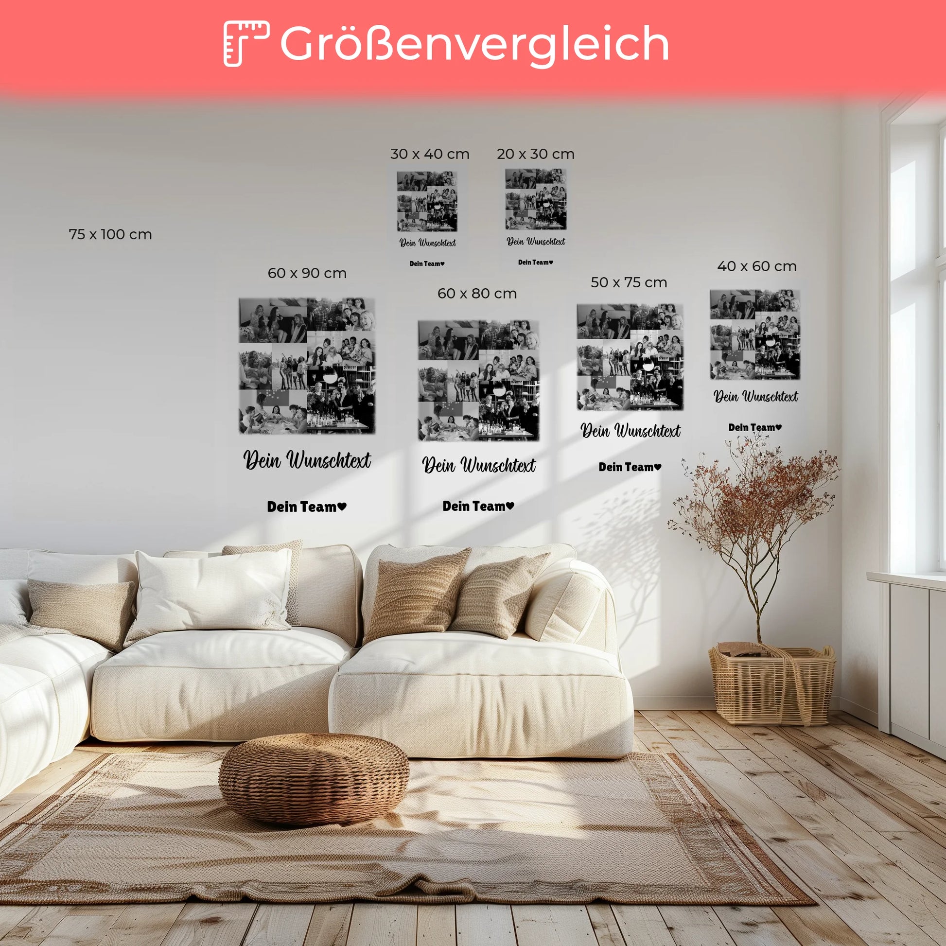 Personalisierte Leinwand Bild mit 9 Fotos und Wunschtext für einzigartige Geschenke 6