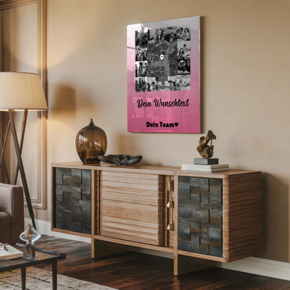 Personalisierte Foto Acrylglas mit 10 Fotos Karte in der Mitte Wunschtext Geschenk