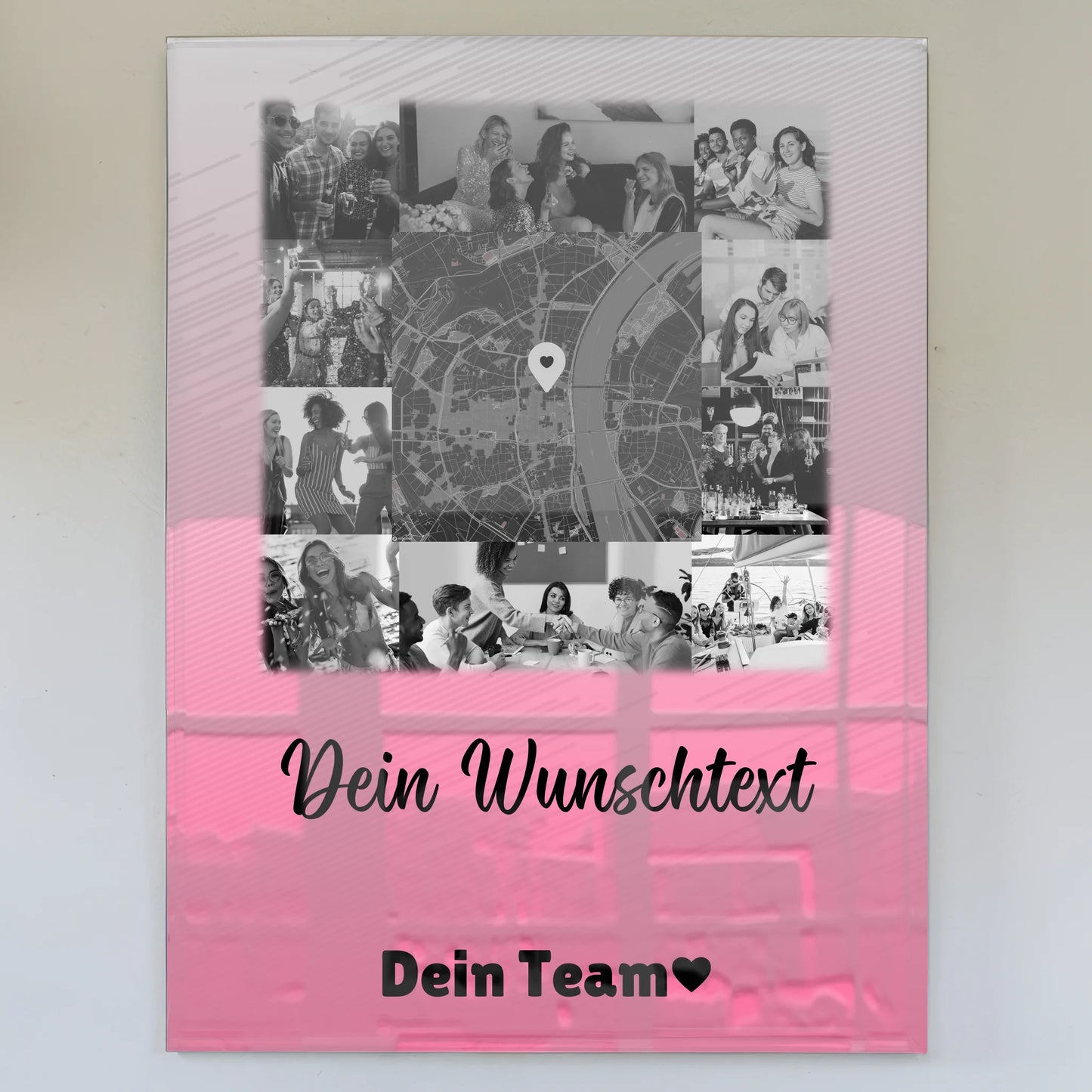 Personalisierte Foto Acrylglas mit 10 Fotos Karte in der Mitte Wunschtext Geschenk