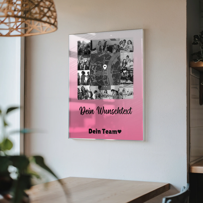 Personalisierte Foto Acrylglas mit 10 Fotos Karte in der Mitte Wunschtext Geschenk