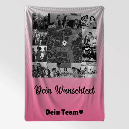 Personalisierte Kuscheldecke Mit Namen 10 Fotos Karte in der Mitte Wunschtext Geschenk 7