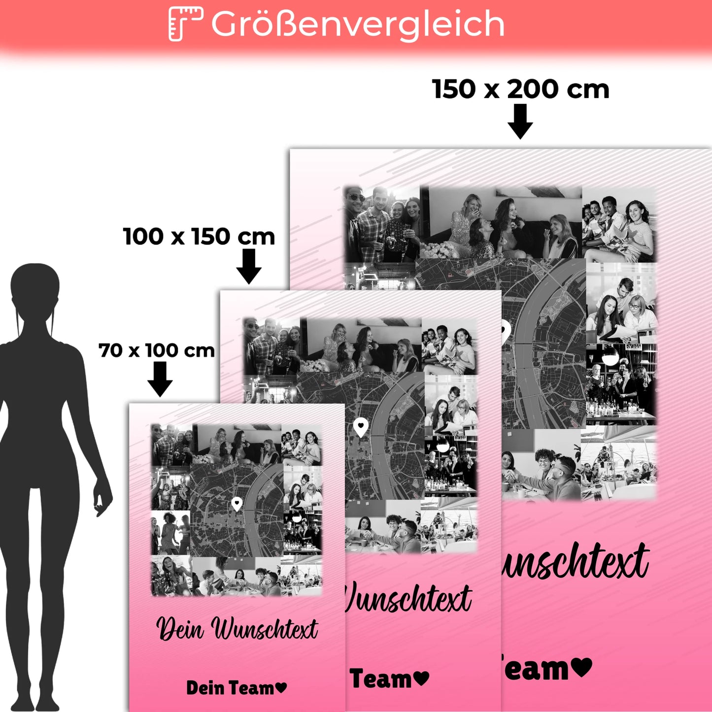 Personalisierte Kuscheldecke Mit Namen 10 Fotos Karte in der Mitte Wunschtext Geschenk 5