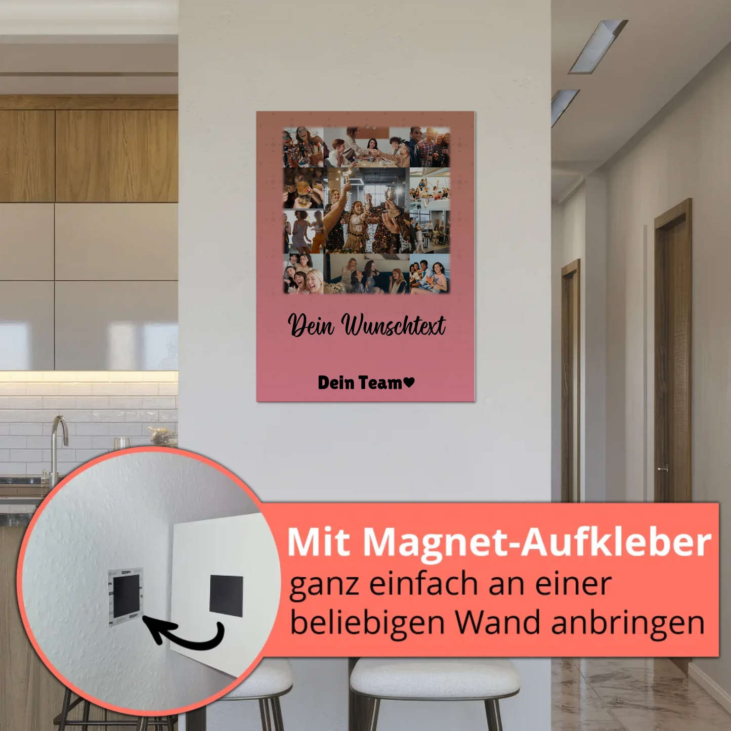 Personalisierbares Fotoboard Magnet Poster mit 11 Fotos Wunschtext Du bist mein Komisch