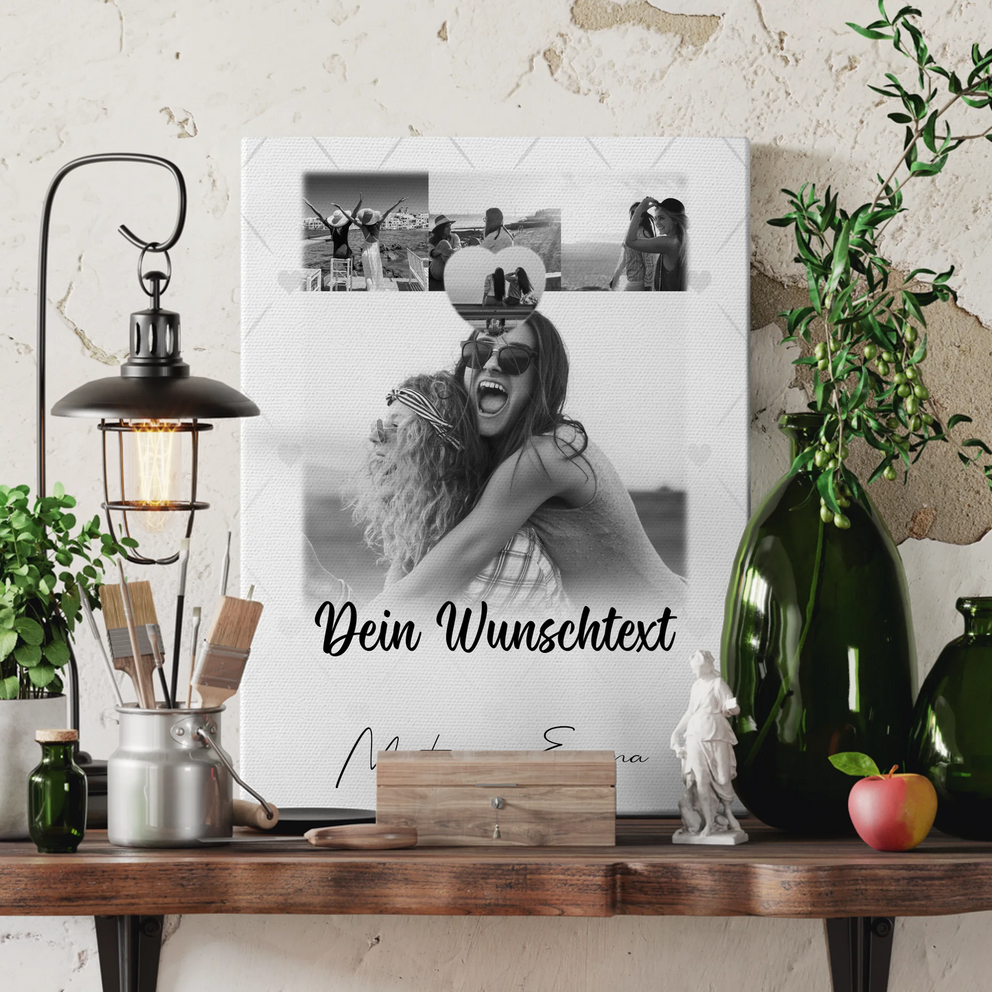 Mama Plakat Leinwand mit 4 Fotos 1 Kleines Herz Foto Wunschtext Einfach so personalisiertes Geschenk