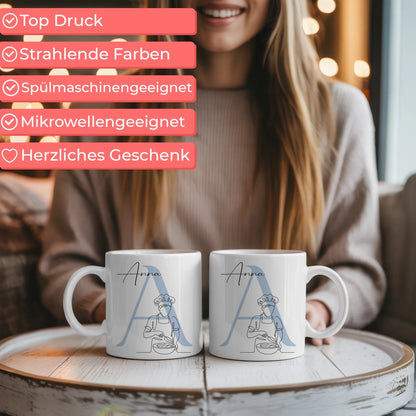 Personalisierte Tasse Mit Name Und Lineart Bäckerin Bäcker Geschenk 6