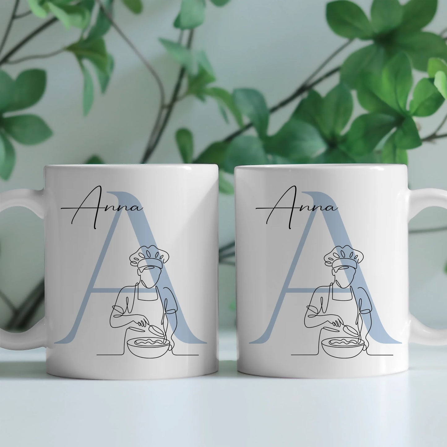 Personalisierte Tasse Mit Name Und Lineart Bäckerin Bäcker Geschenk 2