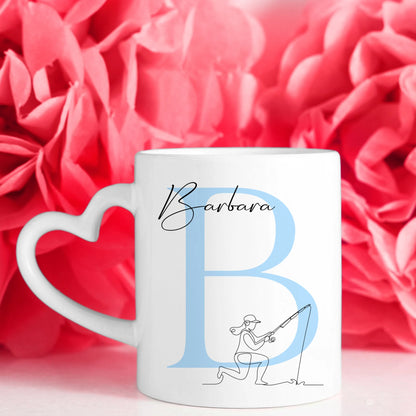 Personalisierte Tasse Mit Name Lineart Anglerin Angeln Geschenk für Angelfreunde 7