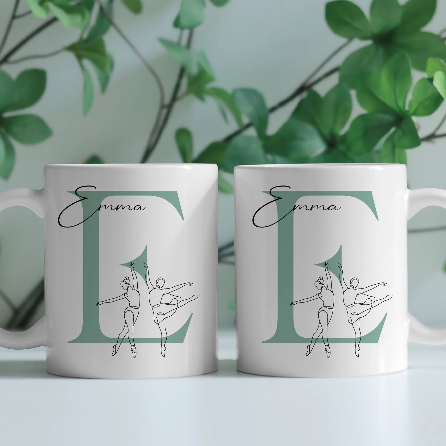 Personalisierte Tasse Mit Name Lineart Balletttänzerin Ballett Geschenk für Ballettliebhaber 2
