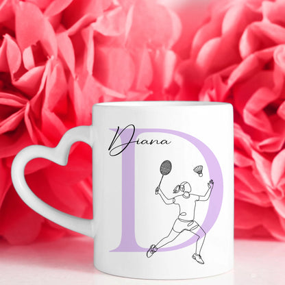Personalisierte Tasse Mit Name Und Lineart Badmintonspielerin Für Badmintonfans 7