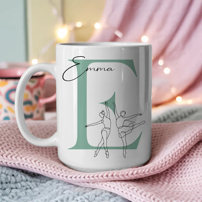 Personalisierte Tasse Mit Name Lineart Balletttänzerin Ballett Geschenk für Ballettliebhaber 3
