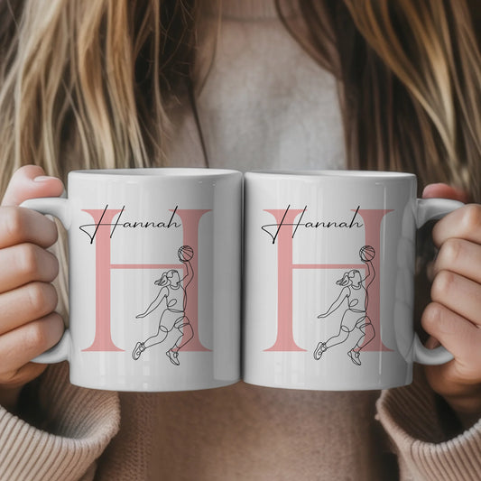 Personalisierte Tasse Mit Name Lineart Basketballerin Basketball Geschenk 1