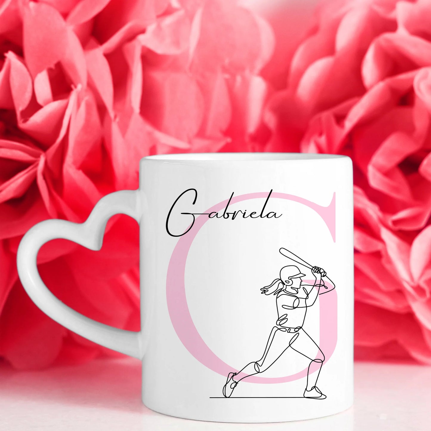 Ausgefallene Tassen Mit Name Lineart Baseballspielerin Baseball Personalisiert 7