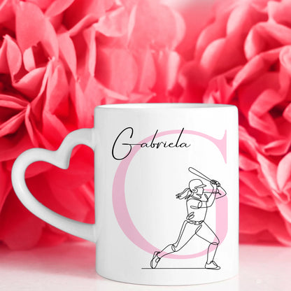 Ausgefallene Tassen Mit Name Lineart Baseballspielerin Baseball Personalisiert 7