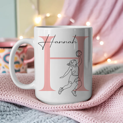 Personalisierte Tasse Mit Name Lineart Basketballerin Basketball Geschenk 3