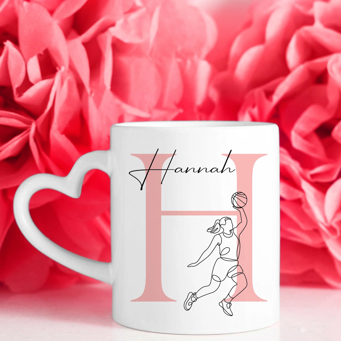 Personalisierte Tasse Mit Name Lineart Basketballerin Basketball Geschenk 7