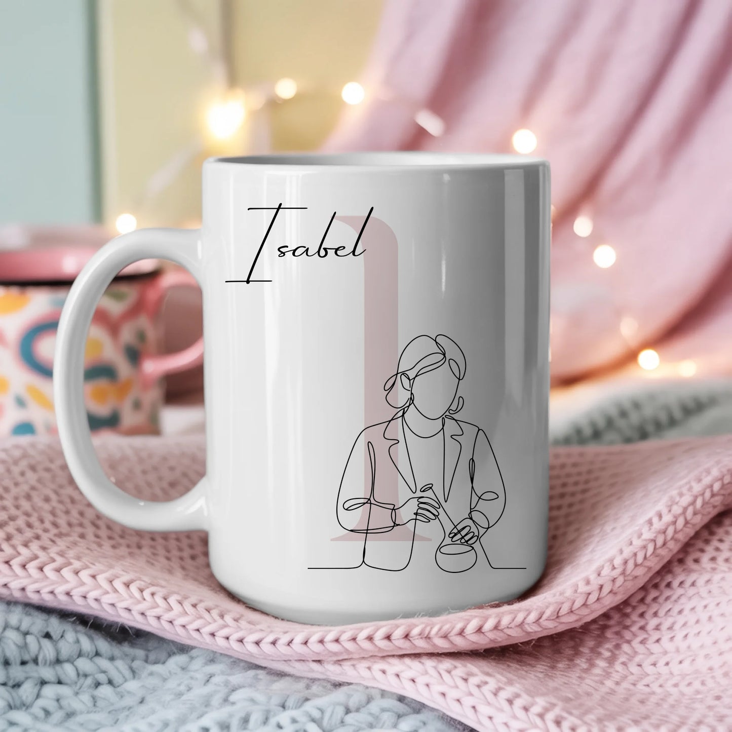 Personalisierte Tasse Mit Name Lineart Biologin Biologe Individuelles Geschenk für Wissenschaftler 3