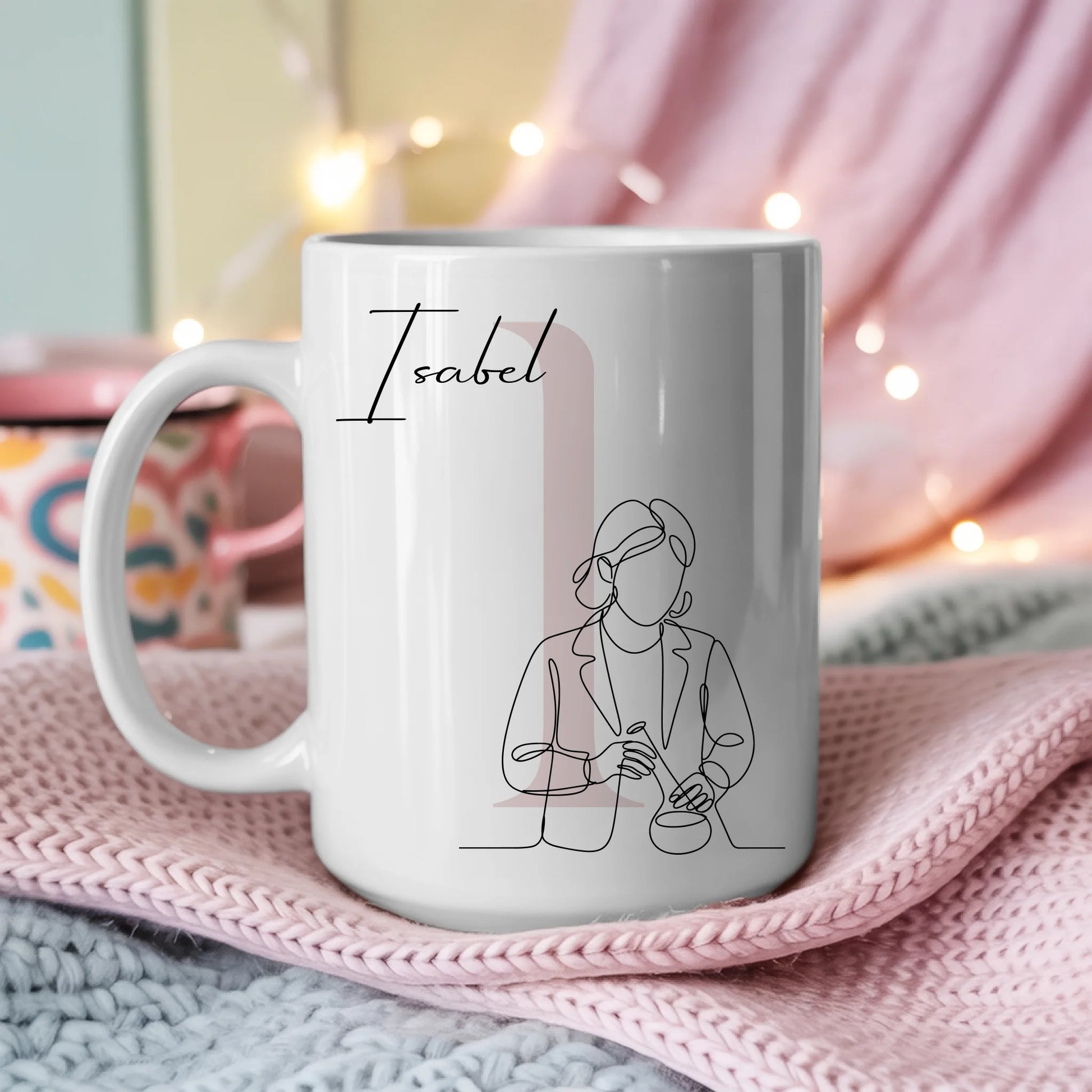 Personalisierte Tasse Mit Name Lineart Biologin Biologe Individuelles Geschenk für Wissenschaftler 3