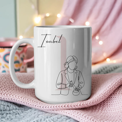Personalisierte Tasse Mit Name Lineart Biologin Biologe Individuelles Geschenk für Wissenschaftler 3