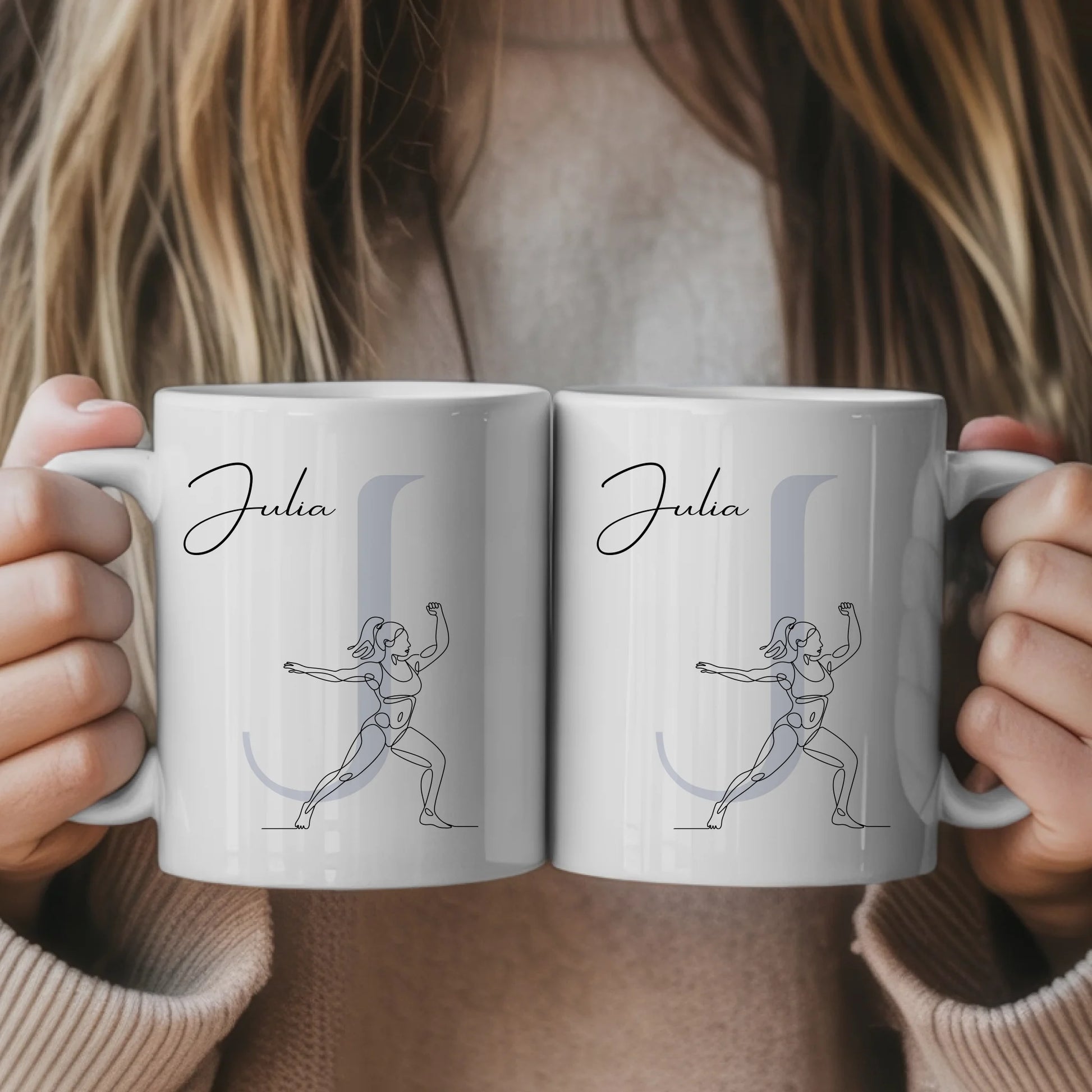 Personalisierte Tasse Mit Name Und Lineart Bodybuilderin für Bodybuilding Fans 1