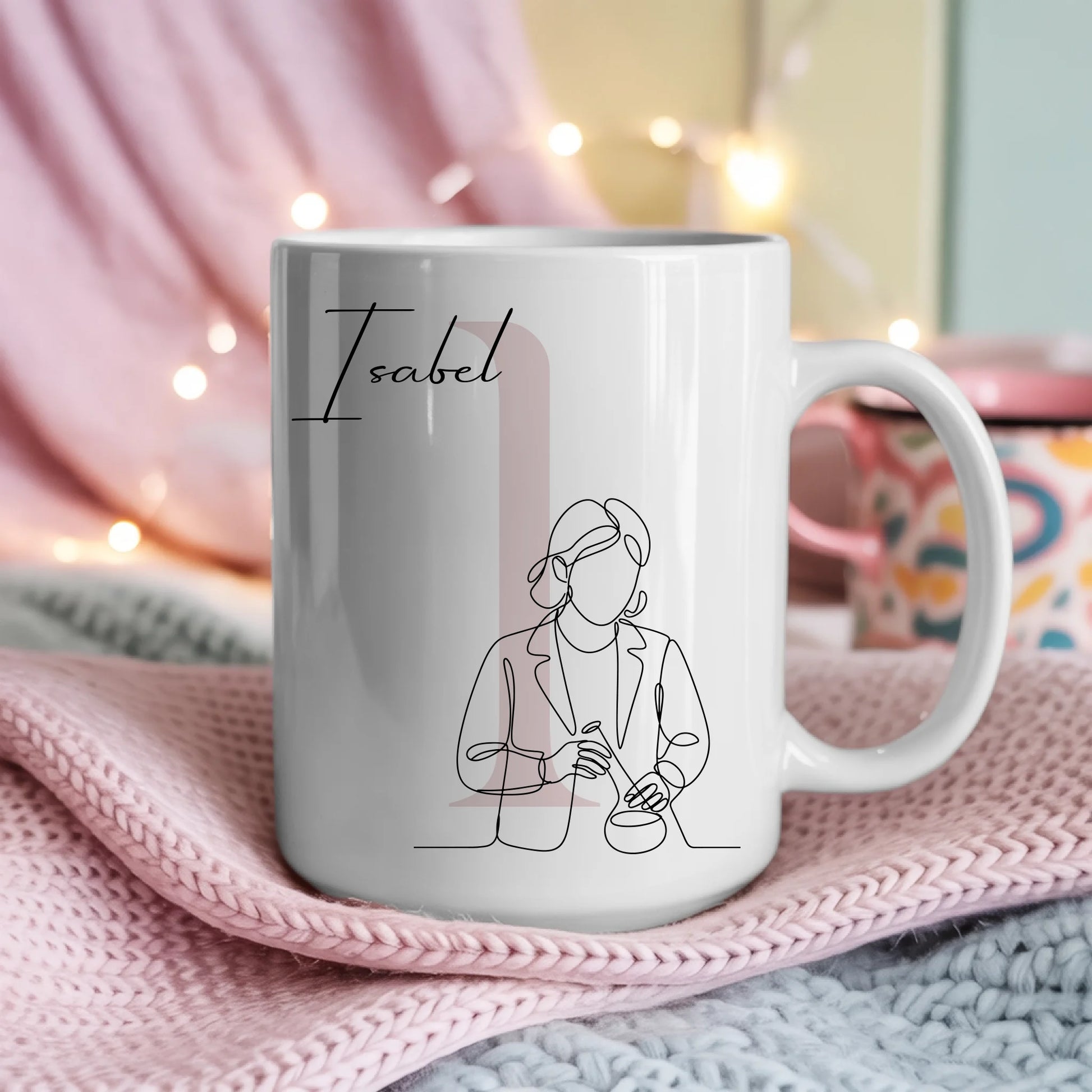 Personalisierte Tasse Mit Name Lineart Biologin Biologe Individuelles Geschenk für Wissenschaftler 4