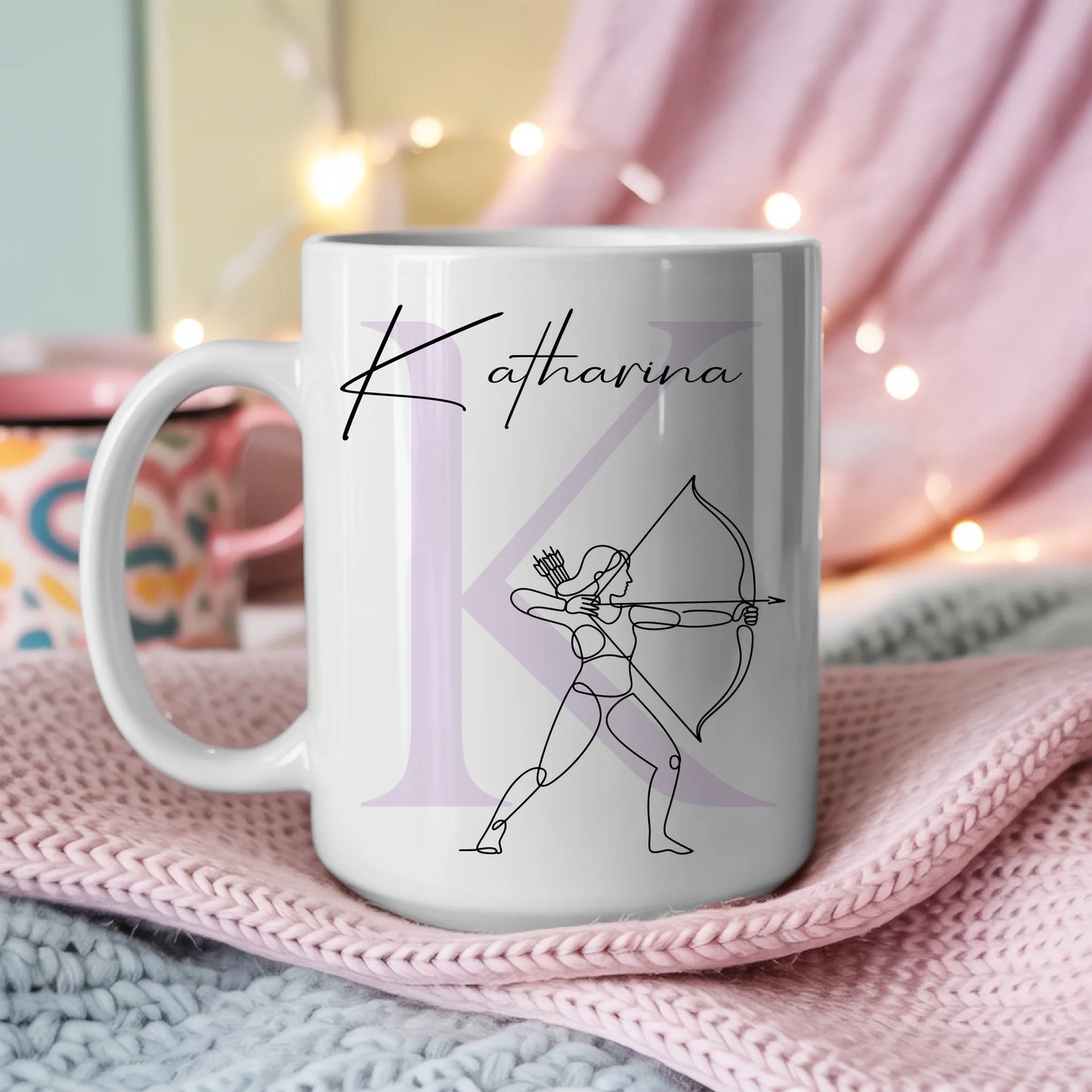 Ausgefallene Tassen Mit Name Lineart Bogenschützin Für Bogenschießen 3