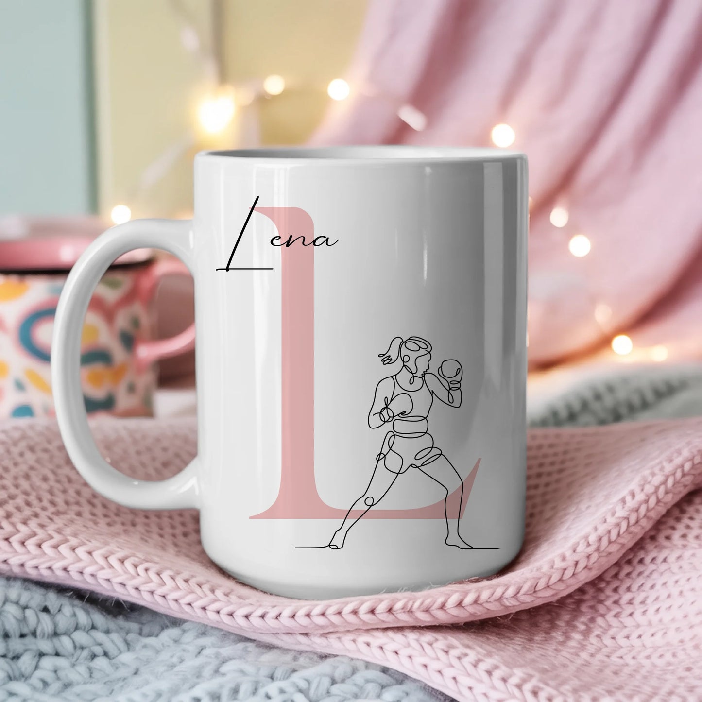 Personalisierte Tasse Mit Name Lineart Boxerin Boxen Individuelles Geschenk 3