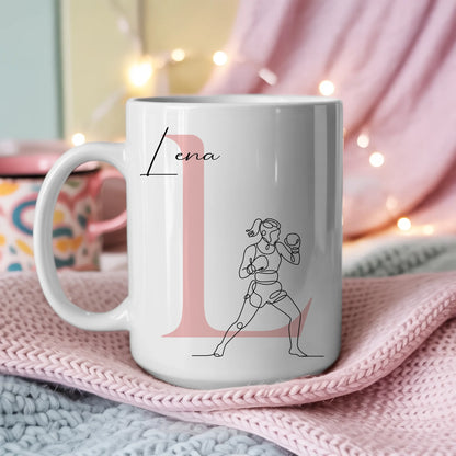 Personalisierte Tasse Mit Name Lineart Boxerin Boxen Individuelles Geschenk 3