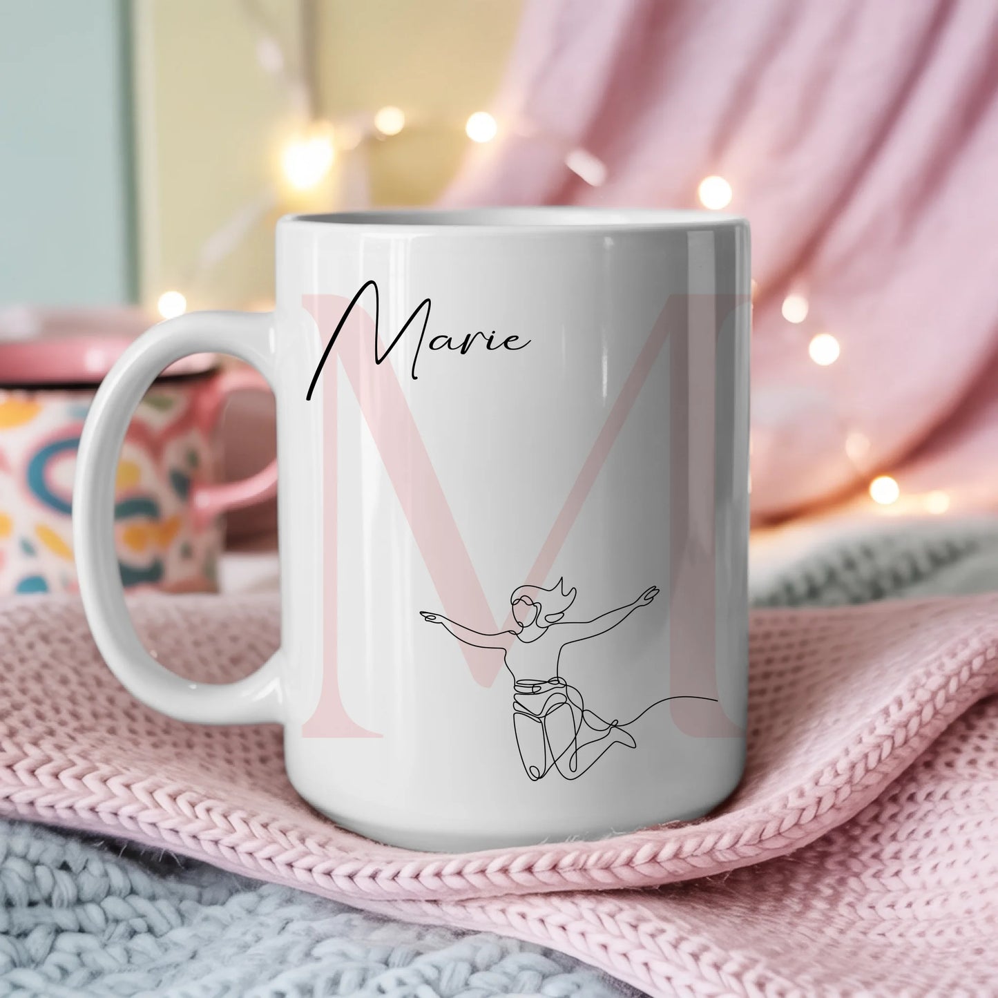 Personalisierte Tasse Mit Name Und Lineart Bungeespringerin Bungeespringen Geschenkidee 3