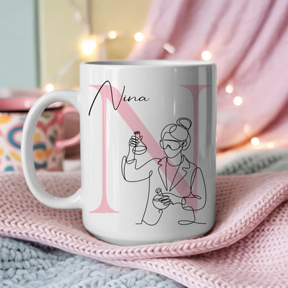 Personalisierte Tasse Mit Name Lineart Chemielaborantin Chemielaborant Geschenkidee 3