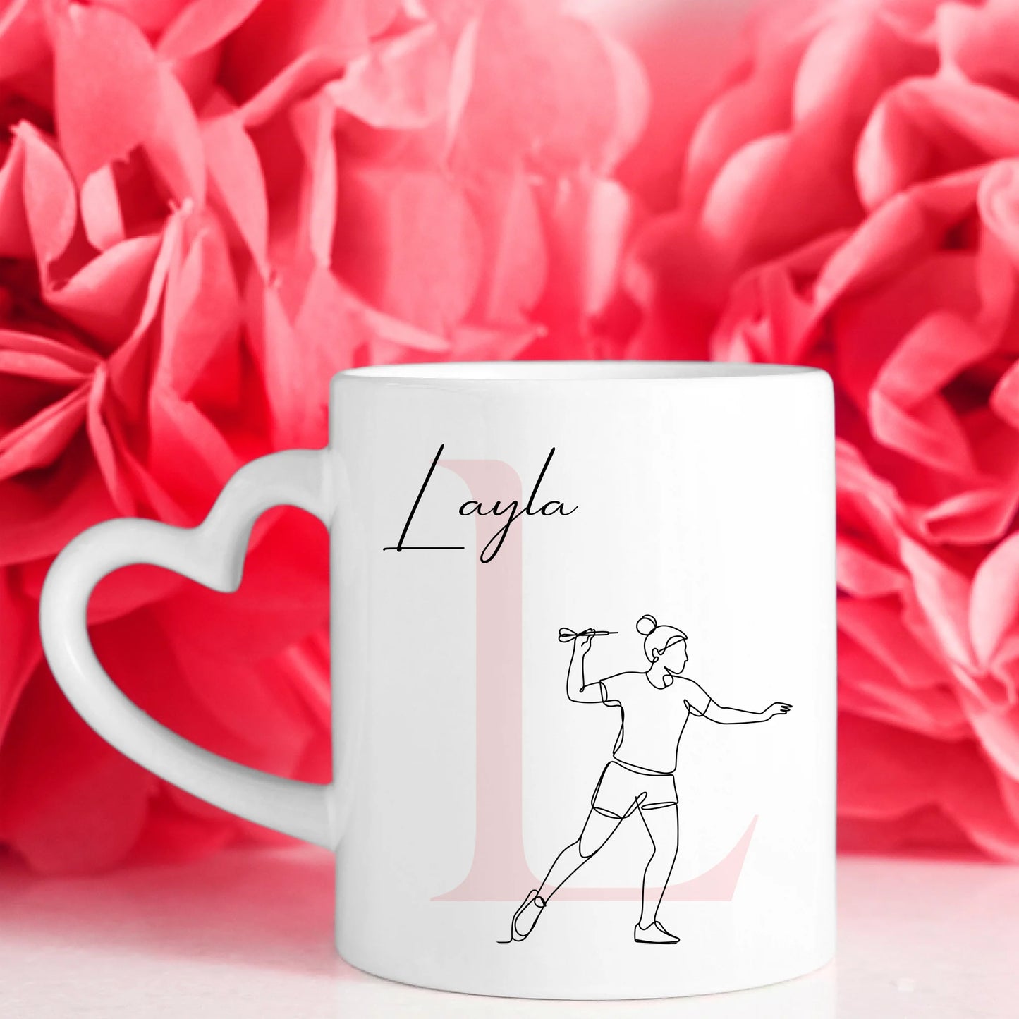 Personalisierte Tasse Mit Name Lineart Dartspielerin Dart Geschenk 7