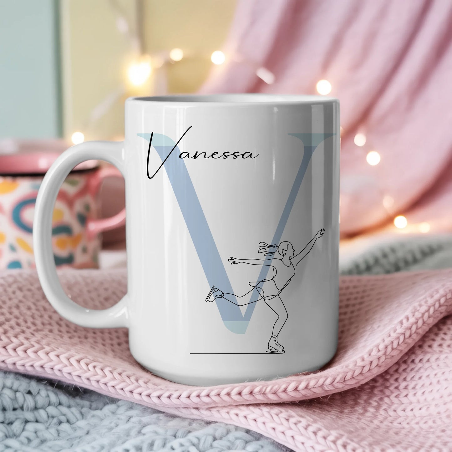 Personalisierte Tasse Mit Name Lineart Eisläuferin Eislaufen Geschenkidee 3