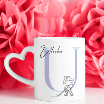 Personalisierte Tasse Mit Name Lineart Eishockeyspielerin Eishockey 7