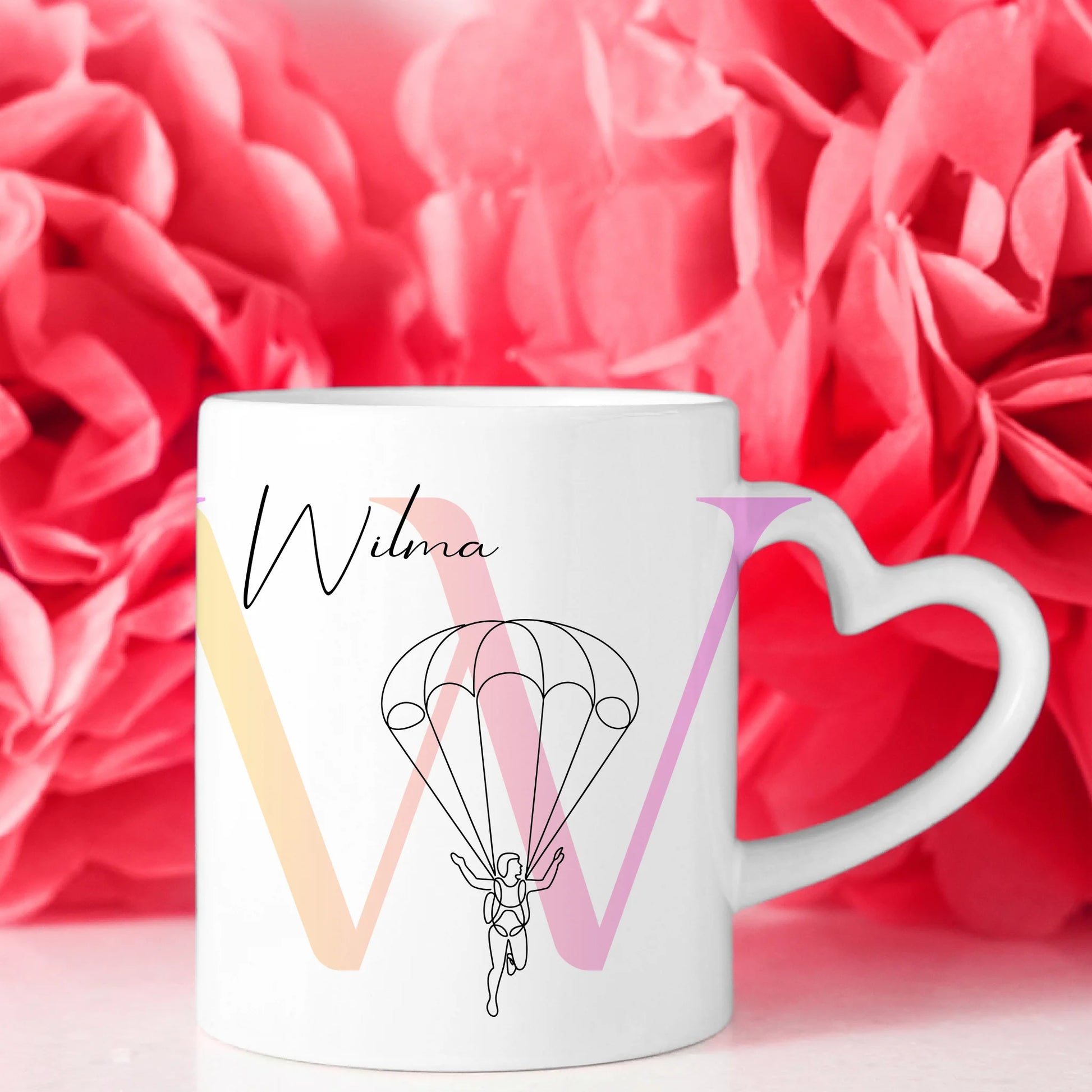 Personalisierte Tasse Mit Name Lineart Fallschirmspringerin Fallschirmspringen Geschenk 8