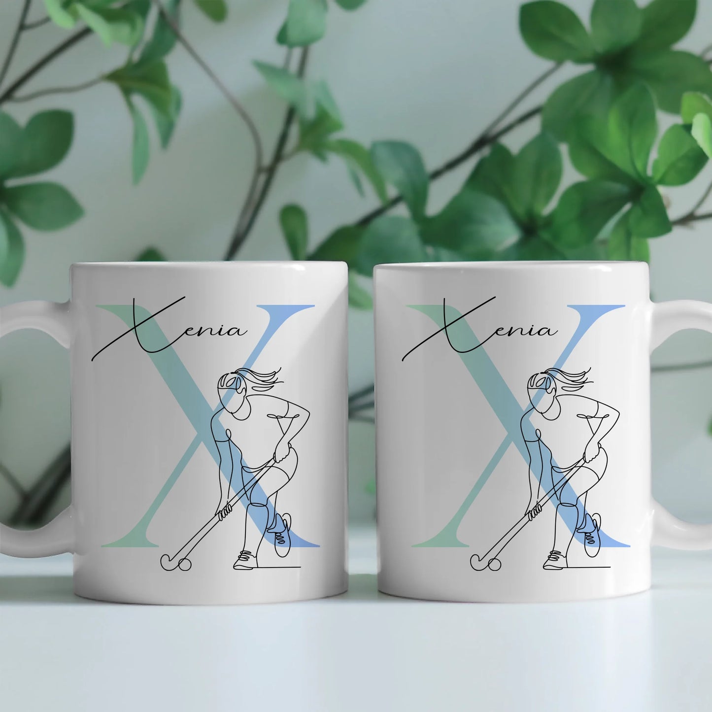 Personalisierte Tasse Mit Name Und Lineart Feldhockeyspielerin Für Feldhockey Fans 2