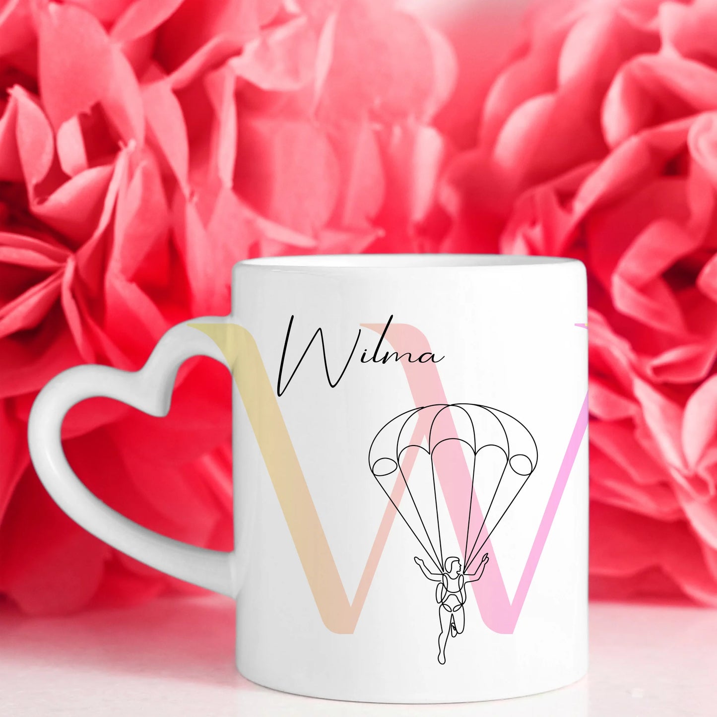 Personalisierte Tasse Mit Name Lineart Fallschirmspringerin Fallschirmspringen Geschenk 7
