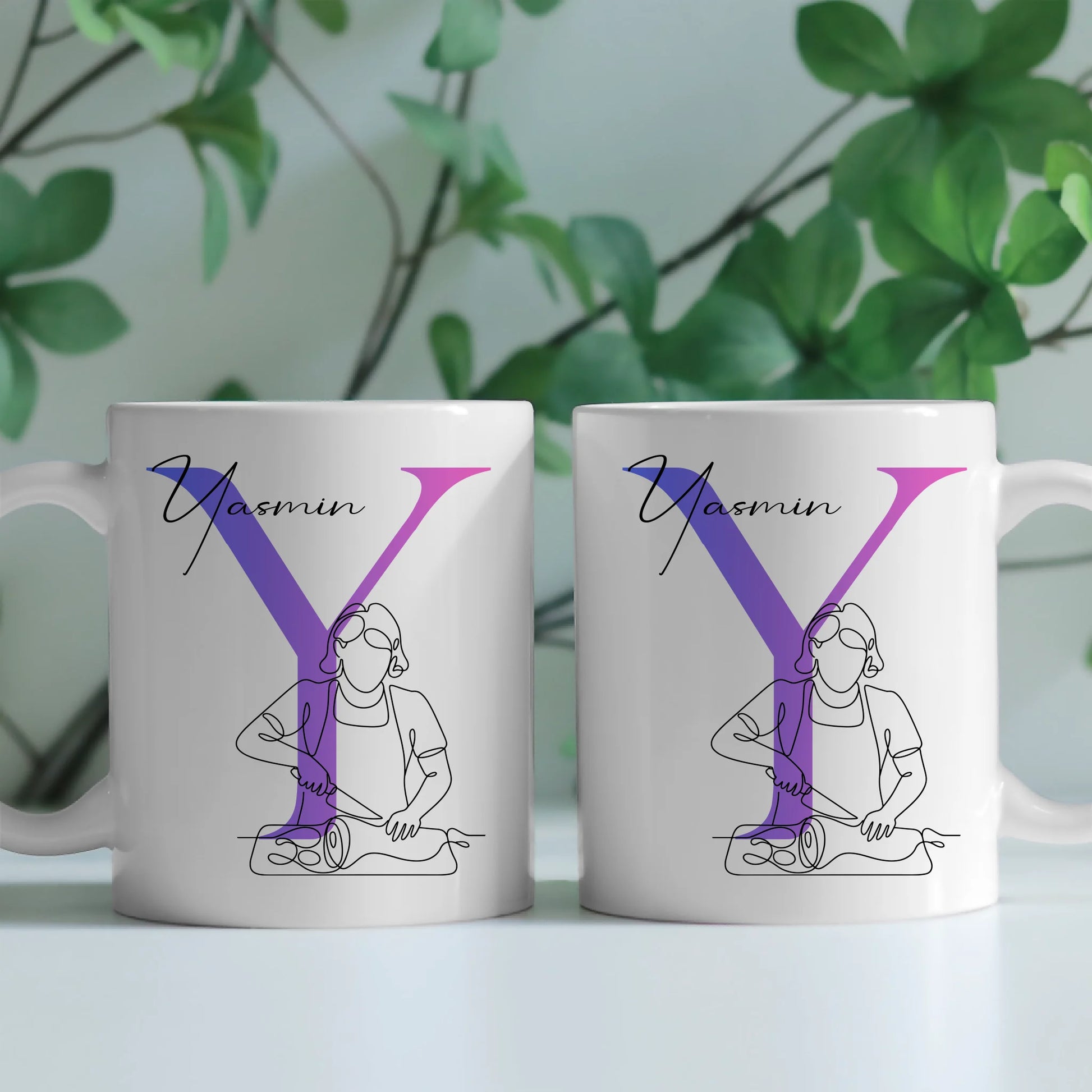 Personalisierte Tasse Mit Name Lineart Fleischerin Fleischer Geschenk für Fleischliebhaber 2