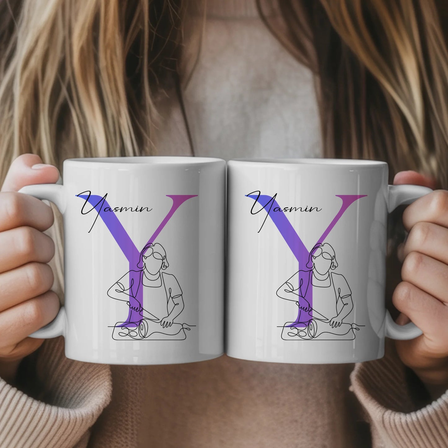 Personalisierte Tasse Mit Name Lineart Fleischerin Fleischer Geschenk für Fleischliebhaber 1
